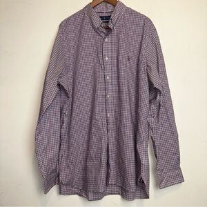 Polo Ralph Lauren Men’s SZ 2XL  Long Sleeve Shirt Red & Navy Checkered Slim Fit